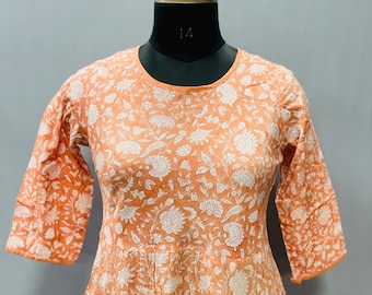 Floral Block Print Cotton Gauze Dress, Kyra Midi Summer Dress