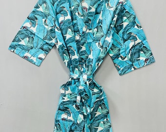 Kimono de algodón con estampado floral – Ropa de playa de verano, ideal para estar en casa, regalo para ella.