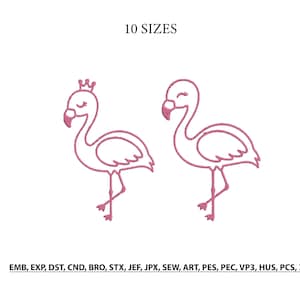 Flamingo Embroidery Design- Cute Flamingo Machine Embroidery Design- Pretty Flamingo Embroidery Design- Bird Embroidery Design- 10 Sizes