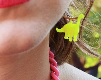 Fluo Dinosaur Hoop Earring, Dinosaurs Hoop, Dino Hoop Earring, Brass Hoop Earring