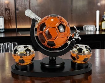 Decantador de whisky con forma de globo de fútbol, dispensador de licor de vidrio de borosilicato de alta calidad, regalo de decoración para bar deportivo para hombres, juego de botellas de whisky