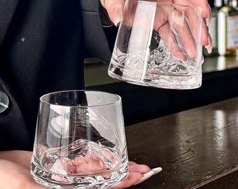 Vaso de whisky Fuji Mountain, copa Iceberg de cristal estilo japonés, vaso de cóctel de lujo para bourbon y escocés, juego de regalo para bar.