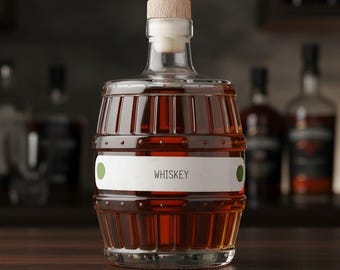 Juego de decantador de whisky con botella de vidrio y barril de madera, decantador de vino y licores estilo XO, regalo para bar en casa, juego de botellas para almacenar vino color ciruela