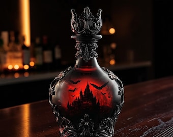 Juego de decantador de whisky con poción mágica, decantador de vino gótico de vampiro, decoración de bar de Halloween, botella de licor de cristal, regalo de bruja, decoración gótica para el hogar
