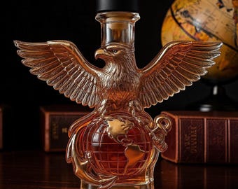Decantador de whisky Eagle, botella del 250 aniversario del Cuerpo de Marines de EE. UU., decantador de licor de vidrio patriótico, regalo de bar para hombres, decoración del hogar