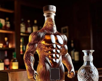 Juego de decantador de whisky Bigfoot, divertida botella de whisky con forma de gorila, decantador de licor novedoso, decoración de bar única, regalo para hombres, bourbon y whisky escocés.