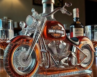 Juego de decantador de whisky para motocicleta, botella de licor de vidrio hecha a mano, decantador de whisky escocés de borosilicato de alta calidad, regalo para hombres y bares.