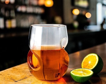 Juego de vasos de whisky Twisted Whisky Cup con copa para el pulgar de borosilicato de alta calidad, resistente al calor, ideal para cócteles, artículos de bar creativos, bourbon y whisky escocés.