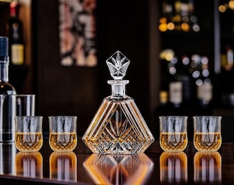 Juego de decantador de whisky de cristal de lujo, decantador de vidrio para botella de whisky, sellado, para vino y licores, regalo elegante para bar, hogar, vajilla premium