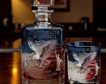 Juego de decantador de whisky Eagle con vasos, botella de licor de vidrio de borosilicato de alta calidad, regalo de bar tallado para hombres, decoración de bar para aniversario en casa