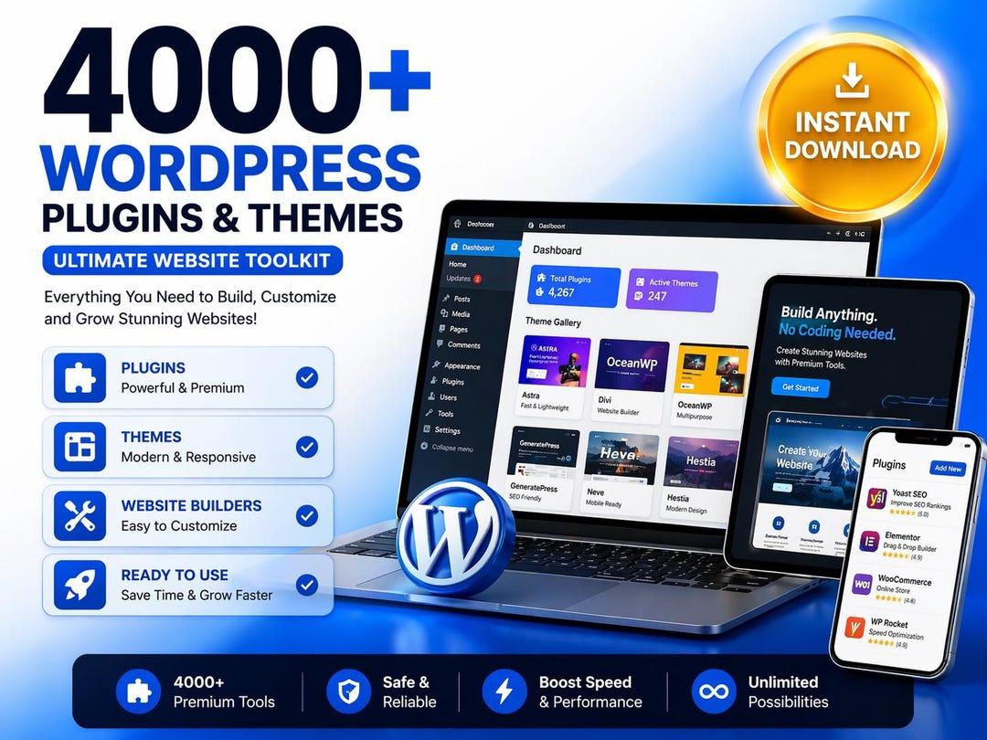 4000+ Wordpress Plugins & Themes Bundle | Ultimate Website Toolkit ...