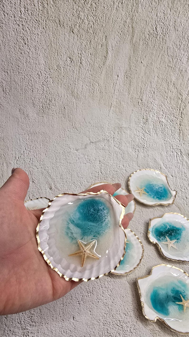 Epoxy Resin Ocean Shell Decor – Beach Coastal Ornament - Etsy