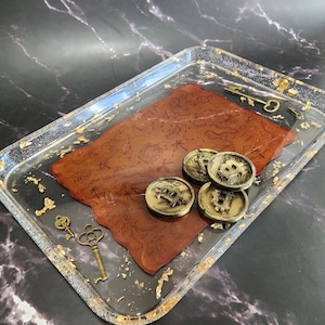 Treasure Map Tray - Pirate Map Epoxi Resin Tray - Treasure Map For Kids and Adults - Unique Gift - Made to Order