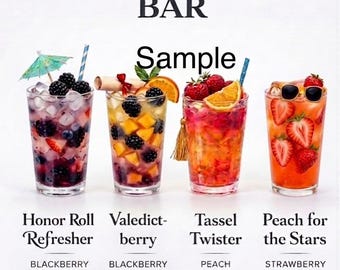 Letrero para barra de limonada de graduación (mora/fresa/melocotón/frambuesa)