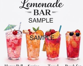 Letrero para barra de limonada de graduación (vainilla/fresa/melocotón/frambuesa)