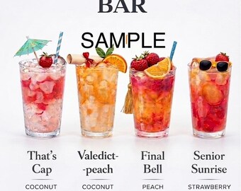 Letrero para barra de limonada de graduación (coco/fresa/melocotón/frambuesa)