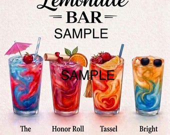 Plantilla para barra de limonada de graduación (frambuesa azul/fresa/sandía/melocotón)