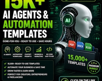 N8n 15,000+ AI Agents & Automation Templates | ChatGPT Prompts Bundle | No Code AI Tools