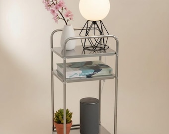 Nordic Stainless Steel Side Table | Minimalist Double-Layer End Table & Bedside Storage Rack