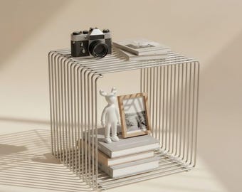 Minimalist Square Metal Side Table | Creative Ironwork Corner Table & Bedside Storage Rack
