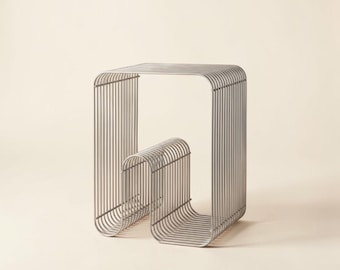Modern Scandinavian Metal Wire Side Table | Minimalist Magazine Rack and Coffee Table