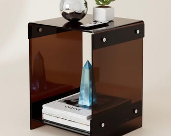 Nordic Acrylic Double-Deck Side Table | Transparent Two-Tier Coffee Table & Bedroom Nightstand