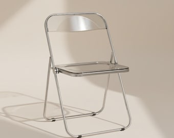Modern Transparent Acrylic Folding Chair | Minimalist Chrome & Crystal Dining Chair