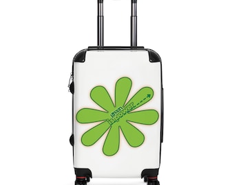 Maleta Margarita Verde, equipaje "El Verde es Poder", maleta rígida con estampado floral vibrante.