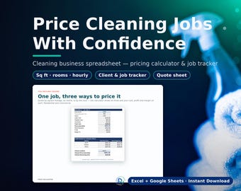 Hoja de cálculo para empresas de limpieza: precios, clientes y seguimiento de trabajos.