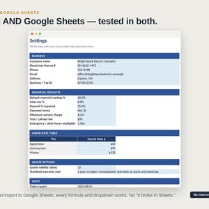 Electrician Estimate Template: Price Book, Invoice & Job Costing bild 8
