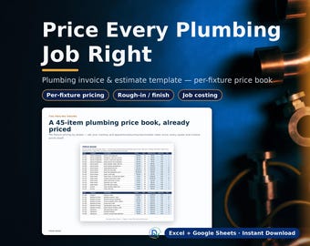 Plumbing Estimate Template: Invoice, Price Book & Job Cost Tracker
