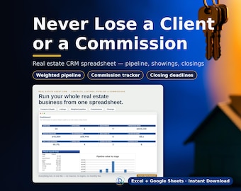 Real Estate CRM Spreadsheet: Leads, Listings & Commission Tracker