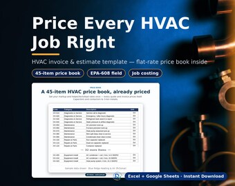 HVAC Estimate Template: Price Book, Invoice & Job Costing