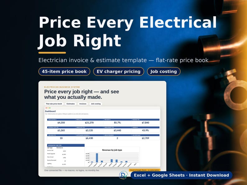 Electrician Estimate Template: Price Book, Invoice & Job Costing bild 1