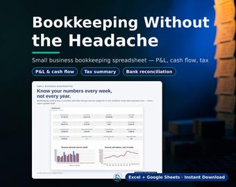 Small Business Bookkeeping Spreadsheet: Income, Expense & Tax Tracker