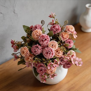 Konstgjord nejlika-lilabukett – Blomsterarrangemang i konstsilke för heminredning, bröllopsdekor och bordsdekoration