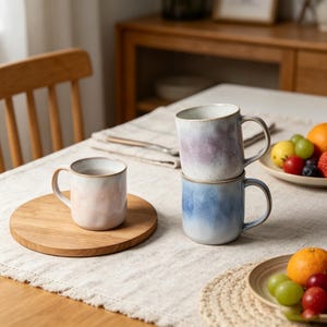 Handcrafted Textured Ceramic Mug Kiln Glazed Gradient Coffee Cup Custom Logo Tea Mug Aesthetic Pottery Cup