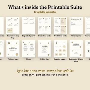 Everything included in the Midnight Sparkle new year s eve party Printable Suite