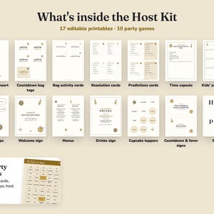 Everything included in the Midnight Sparkle new year s eve party Host Kit