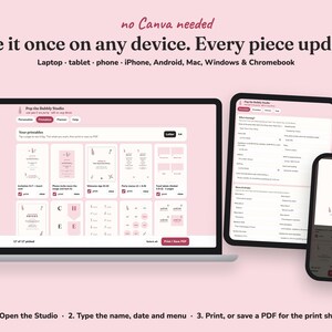 Editing the Pop The Bubbly new year s eve party printables on a laptop, tablet or phone
