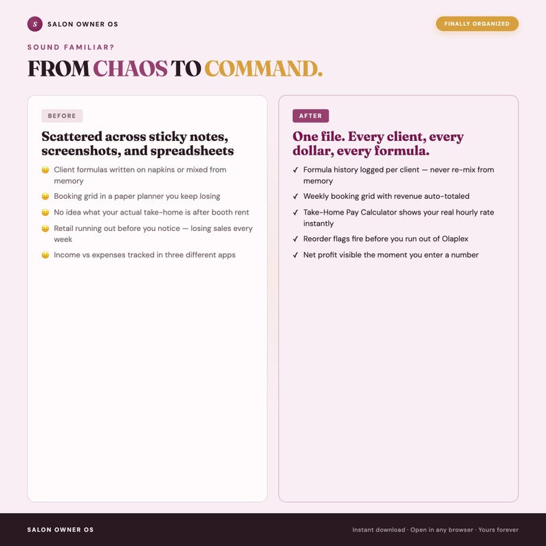 Salon Business Planner, Client Formulas, Bookings, Income Tracker (Browser File) image 7