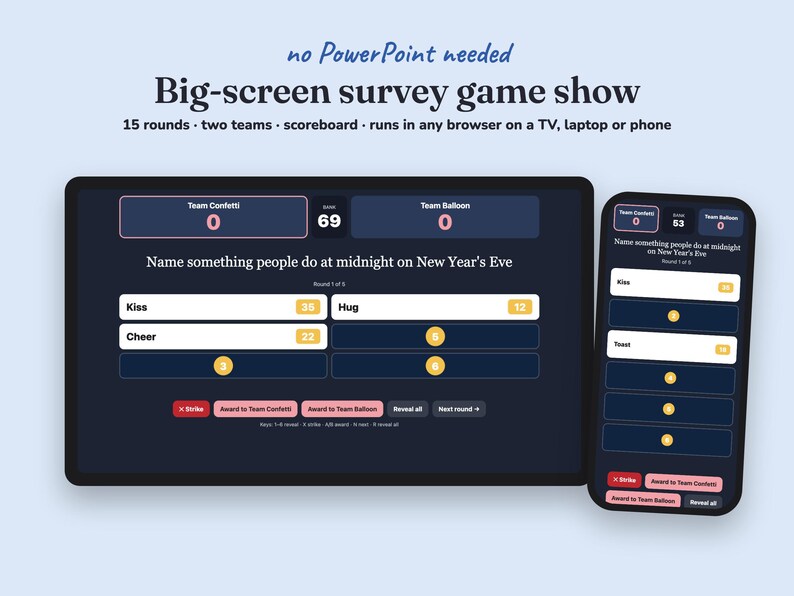 Noon Year Party new year s eve party big-screen game show on a TV