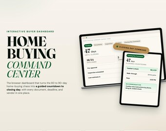 First Time Home Buyer Planner | Interactive Closing Day Dashboard | Document Tracker