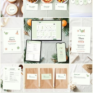 Roarsome Dino Kids Birthday Party Host Kit: edit on a laptop, tablet or phone, every printable fills in