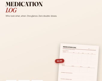 Medication Log Printable | Daily Med Tracker PDF (US Letter, A4)