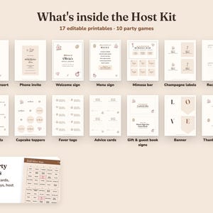 Everything included in the Love Is Brewing bridal shower Host Kit