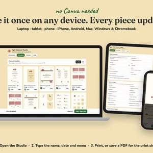 Editing the Ugly Sweater christmas party printables on a laptop, tablet or phone