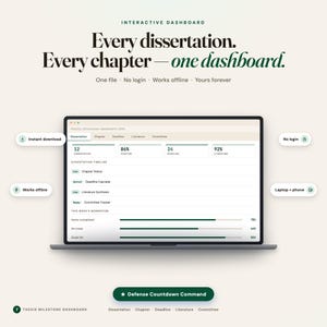 Academic Planner, Dissertation Planner, Thesis Dashboard, PhD Defense Countdown Tracker, Student Planner, Research Planner, Study Planner