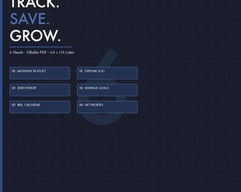 Fillable Finance Tracker, Budget Planner, Debt Payoff, Savings Goals (PDF)