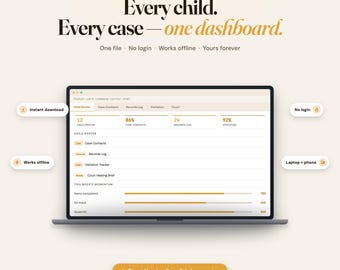 Foster Care Command Center: Interactive Dashboard, Court Brief Generator (Digital Download)